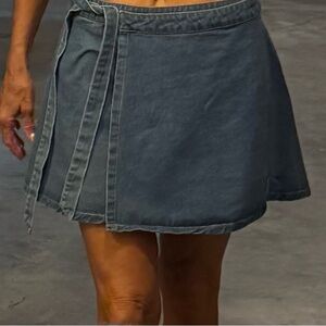 Sage skirt , side tie wrap denim skirt size.